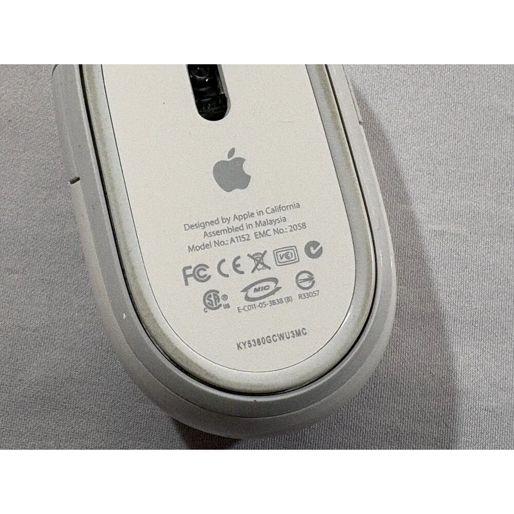 Genuine Apple USB Wired Optical Mighty Mouse Model A1152 White Tested Works